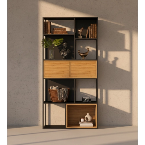 REGAŁ NA KSIĄŻKI METALOWE DREWNO LITE DĄB JESION OLCHA RNK-171